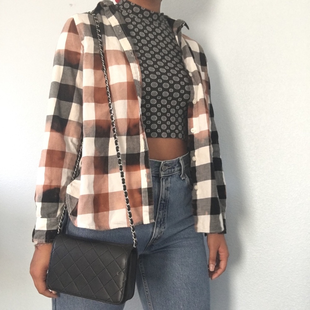 Old Navy black, white, and bleached flannel